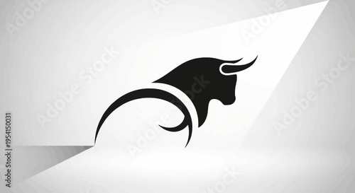 Stylized bull silhouette with dynamic lines on light background