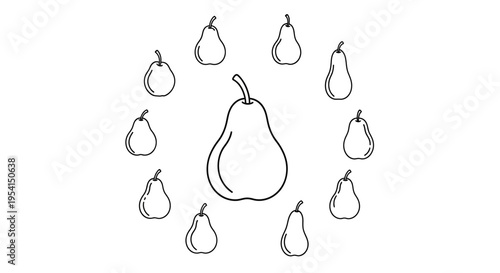 Pears in a circular pattern arrangement.