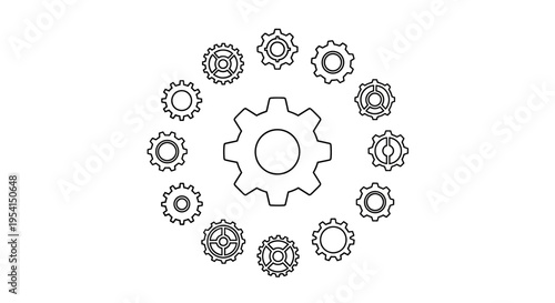 Interconnected gear system machinery components.