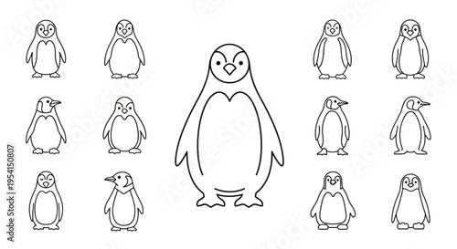 Group of penguins standing together.