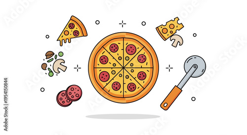 Delicious Sliced Pepperoni Pizza Food.