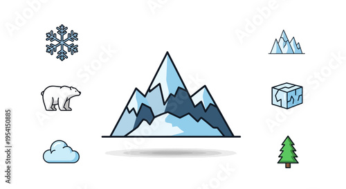 Mountain peaks in shades of blue.