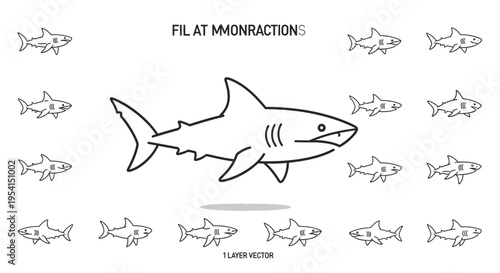 Large cartoon shark in water.