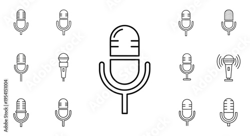 Microphone Icon with Multiple Microphones.