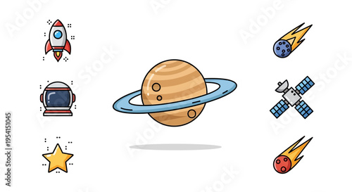 Saturn planet with ring system.