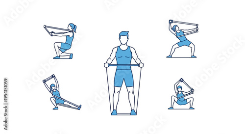 Man doing resistance band exercises.