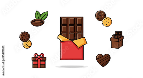 Chocolate bar with assorted chocolates.