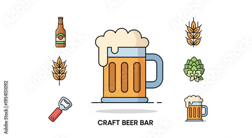 Craft Beer Bar Drink Concept Illustration.