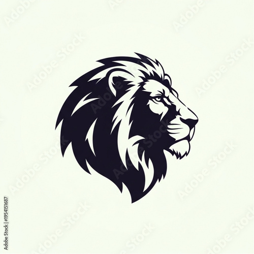 Black and White Lion Head Illustration.