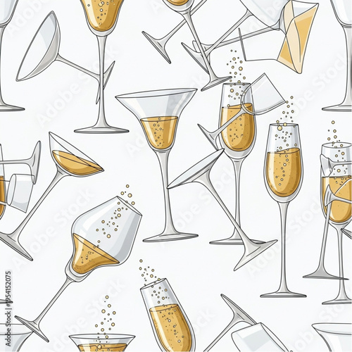 Champagne Flutes and Cocktail Glasses Pattern.
