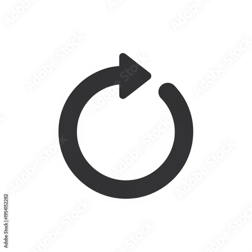 Black Circular Arrow Icon Symbolizing Rotation.
