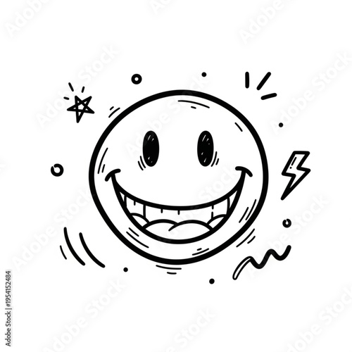 Smiling Face Cartoon Character Happy Emotion.