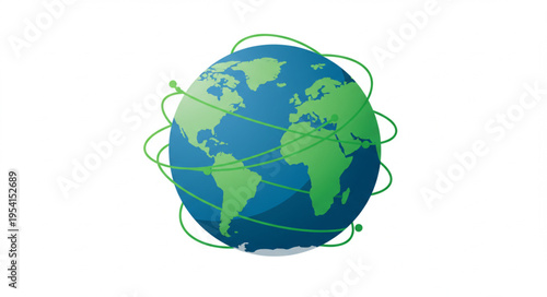 Globe with Green Lines and Loops.