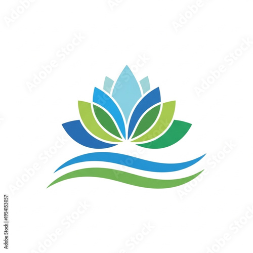 Stylized Lotus Flower Logo Design Element.