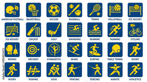 sports, sport icons, fitness, workout, exercise, gym, training, active lifestyle, healthy living, athletics, athletic, recreation, leisure activity, competition, game, team sport, player, sports equip