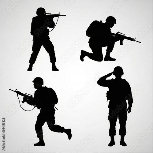 Silhouettes of Soldiers in Various Poses.