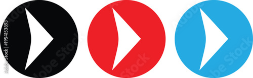 Circular arrow buttons with white arrowhead on colorful backgrounds set