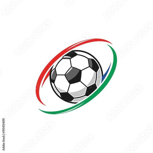 Soccer Ball with Red Green Swirl.