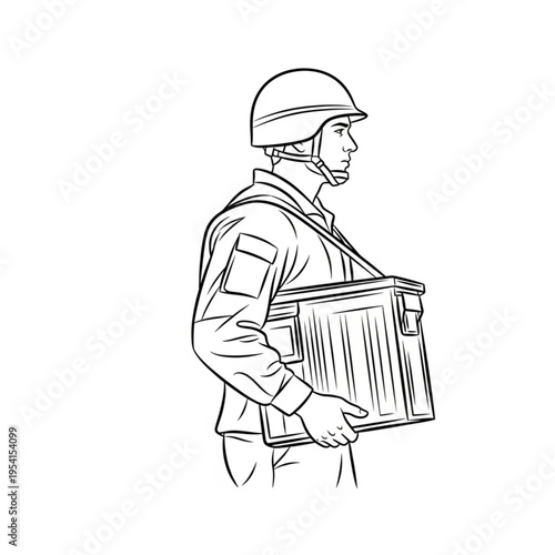 Delivery Man Holding Package in Uniform.