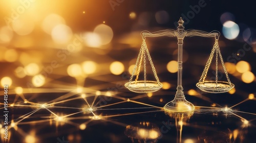 The Scales of Justice in a Networked Digital World Symbolizing Legal Balance and Fairness