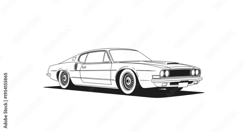 Fototapeta premium classic car isolated on white