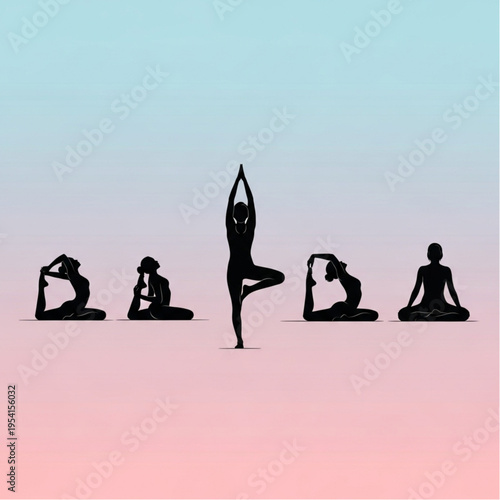 Group of People Practicing Yoga Poses.