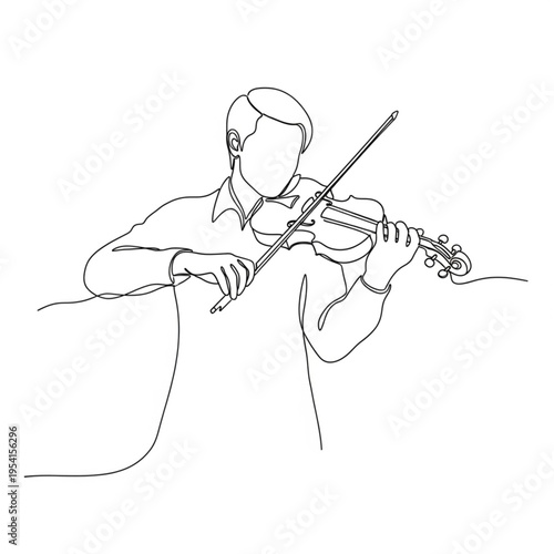 Man Playing Violin Music Instrument.