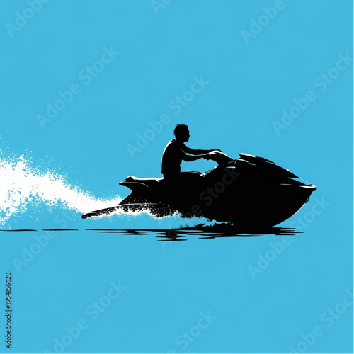Man Riding Jet Ski on Water.