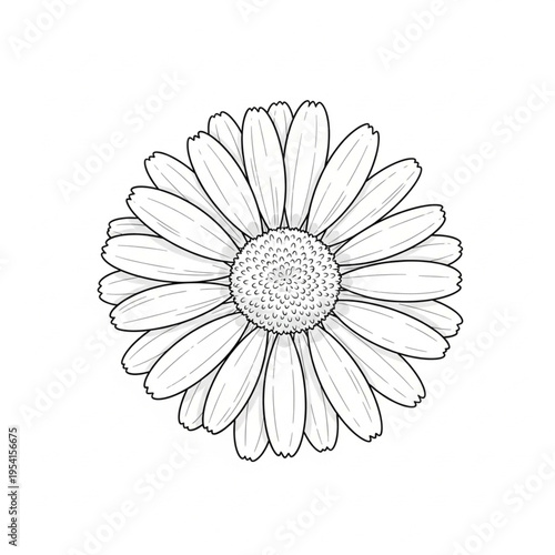 Simple Black and White Daisy Illustration.