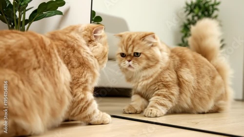 Playful Cat Interaction Between Two Cats in Living Room.