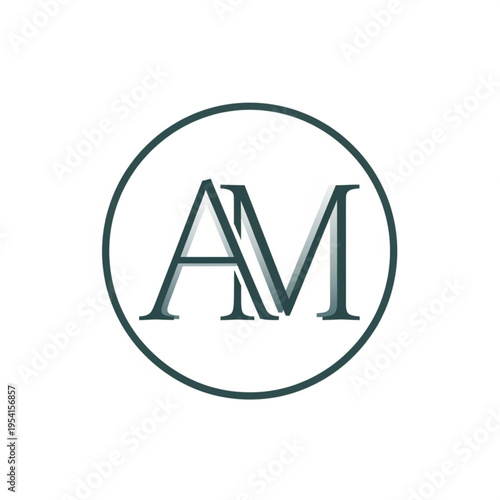 Monogram Initials AM Circle Logo Design.