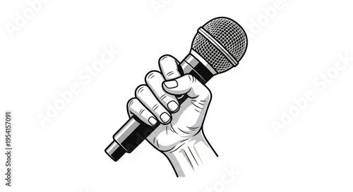 Hand Holding a Microphone - A Symbol of Voice and Expression.