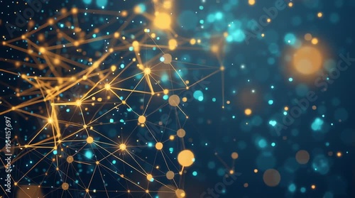 Abstract black background with Colorful circle lines. Digital future technology . Abstract business connection of lines from nodes innovation of communication in the network.