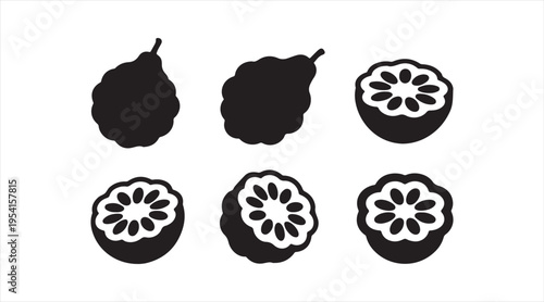 Guava silhouette pack clean modern tropical fruit icons for healthy nutrition design