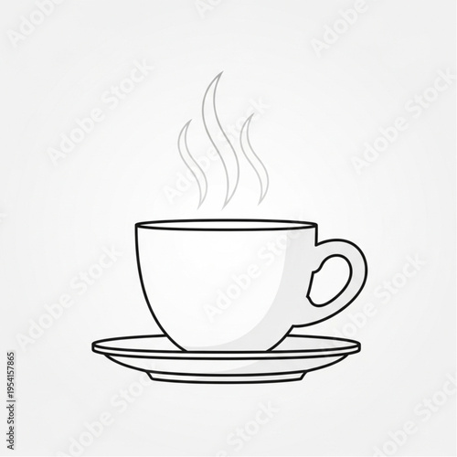 Simple Line Drawing of Coffee Cup.