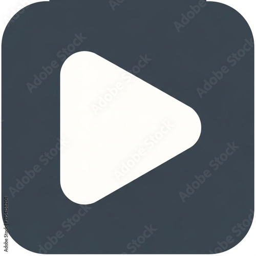 White Play Button Icon on Dark Background.