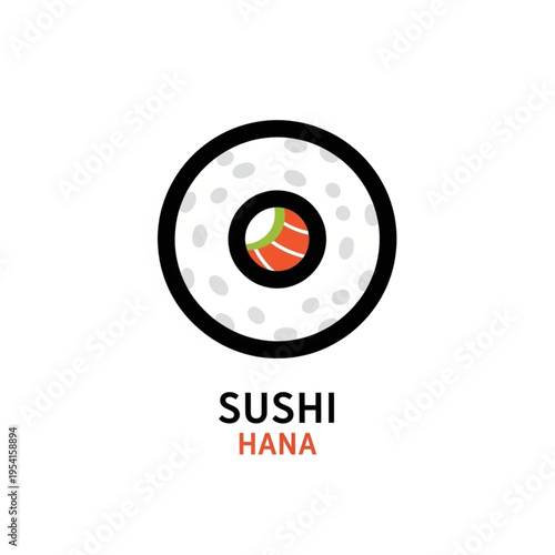 Sushi Hana Logo Design with Sushi Roll.