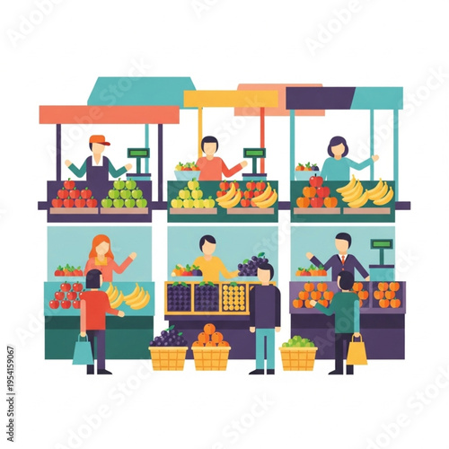 Vibrant Farmers Market Scene with Fresh Produce.