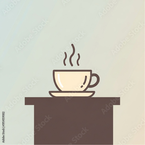 Steaming Coffee Cup on Table.