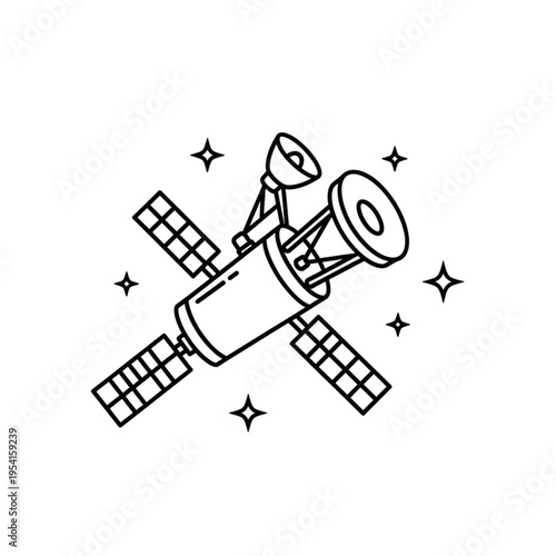 Satellite Spacecraft Illustration with Solar Panels.