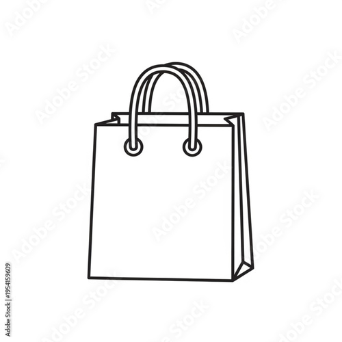 Simple Black and White Shopping Bag Illustration.
