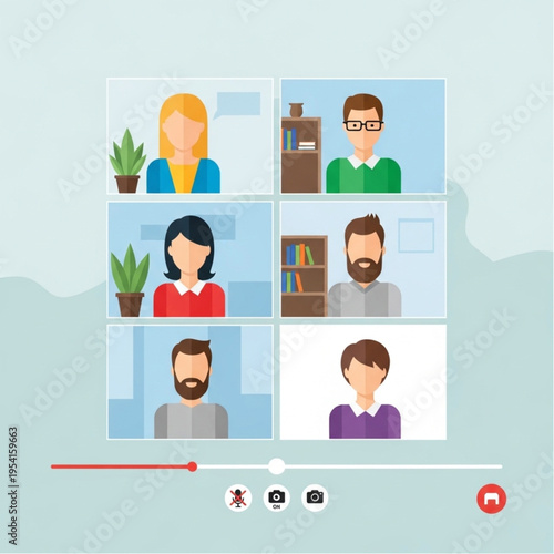 Video Conference Call Participants Avatars Display.