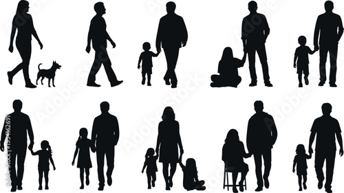 Silhouette of people and family isolated on transparent background