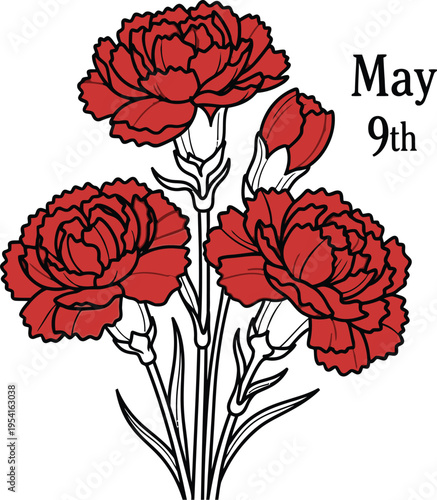 Victory day russia 9th may red carnations commemoration