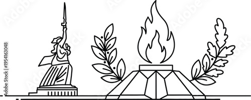 Victory day russia celebrations monument illustration