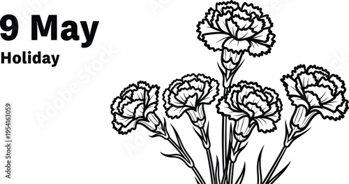 Victory day russia 9 may holiday carnations tribute