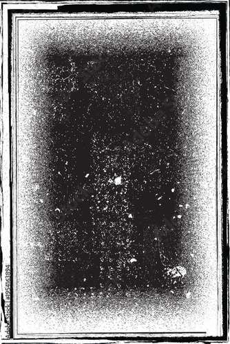 Frame distorted grungy isolated layers . Design element for brochure, social media, posters, flyers. Overlay texture.Textured banner with Distress effect .Vector halftone dots . Screen print texture