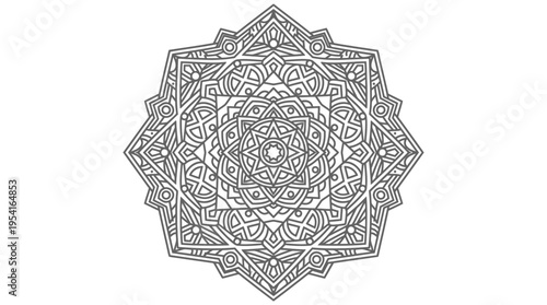 Intricate black and white mandala design.