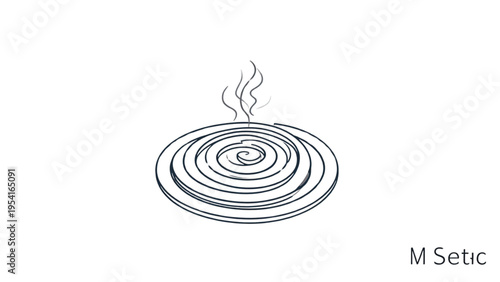 Burning mosquito coil incense icon, outline style, flat vector illustration set for insect repellent and outdoor use