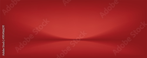 Abstract gradient podium background. Red empty 3d studio backdrop. Clean scene for product presentation. Christmas or New Year mockup template. Vector illustration.